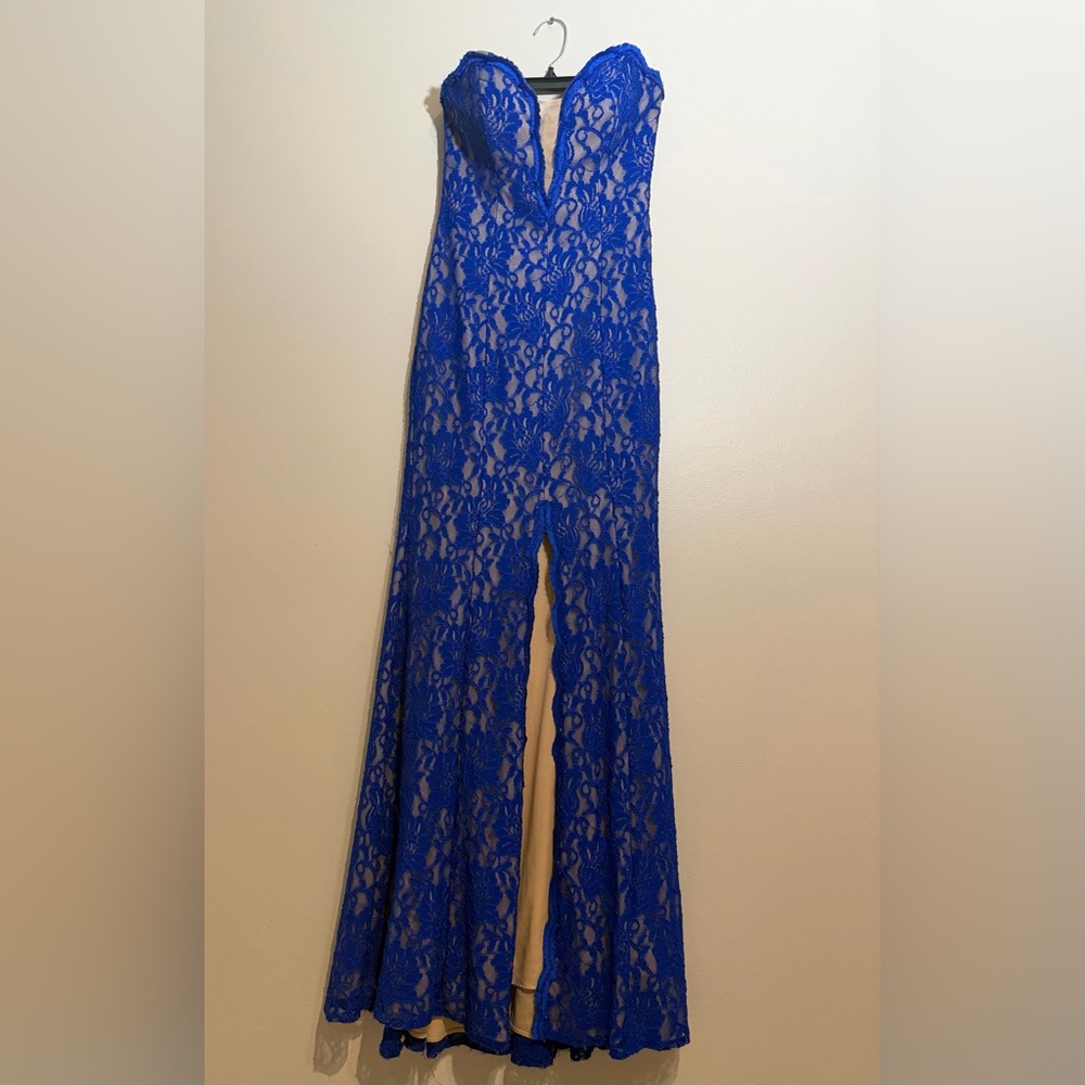 Royal Blue Lace Strapless dress size 4
